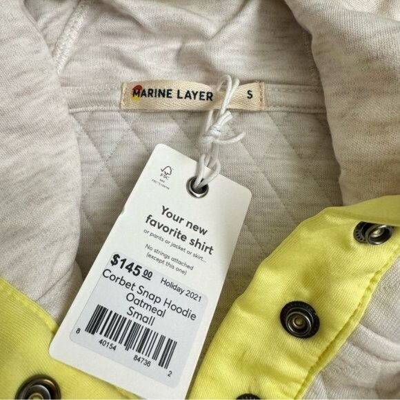 Marine Layer corbet snap hoodie oatmeal quilted sz small womens soft sweatshirt - Picture 12 of 12